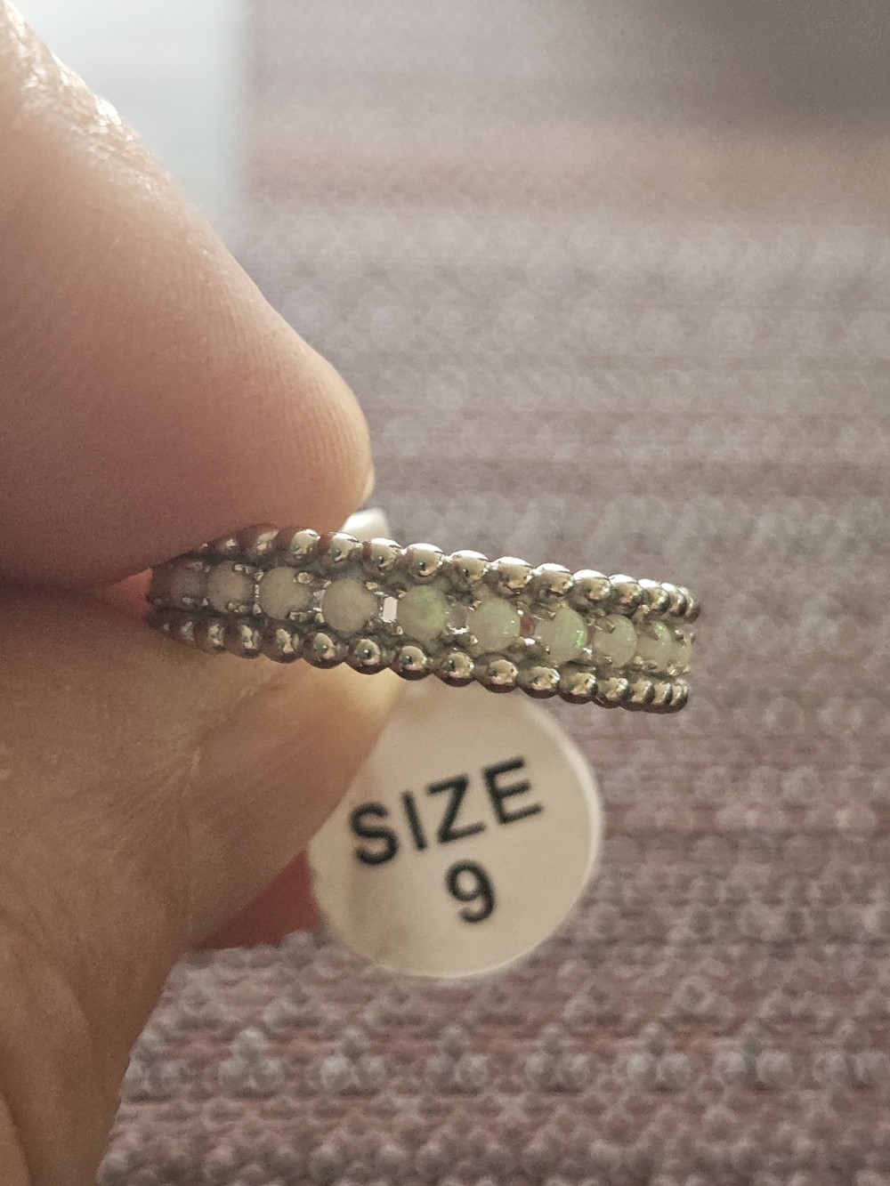 Brand New - Opal Beaded 925 Sterling Eternity Band - White Opal (Size 9)